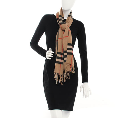 Burberry Cashmere Giant Check Fringe Scarf Camel 2 of 4