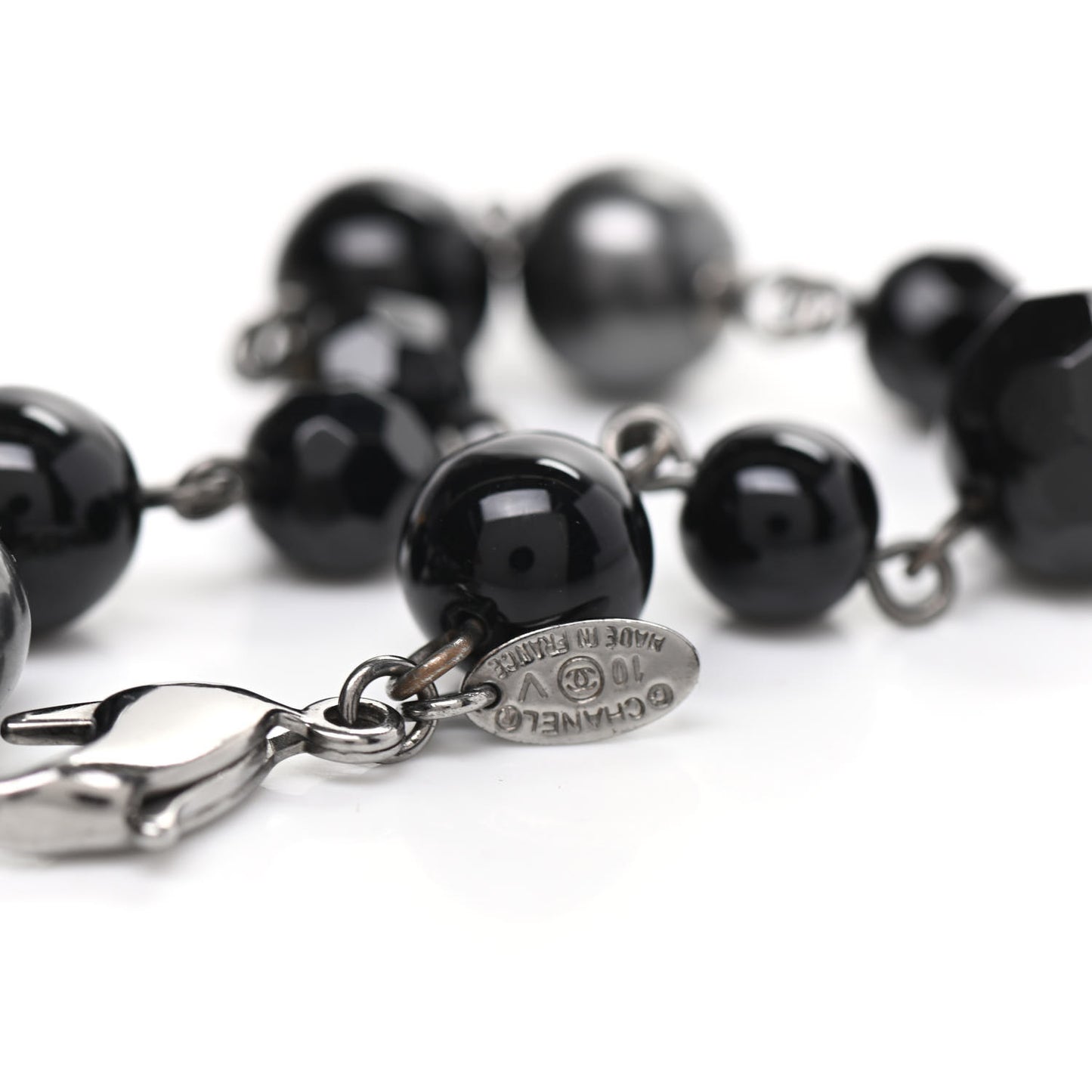 Ruthenium Bead CC Bracelet Black