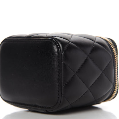 Chanel Lambskin Quilted Mini Pearl Crush Vanity Case With Chain Black 5 of 8