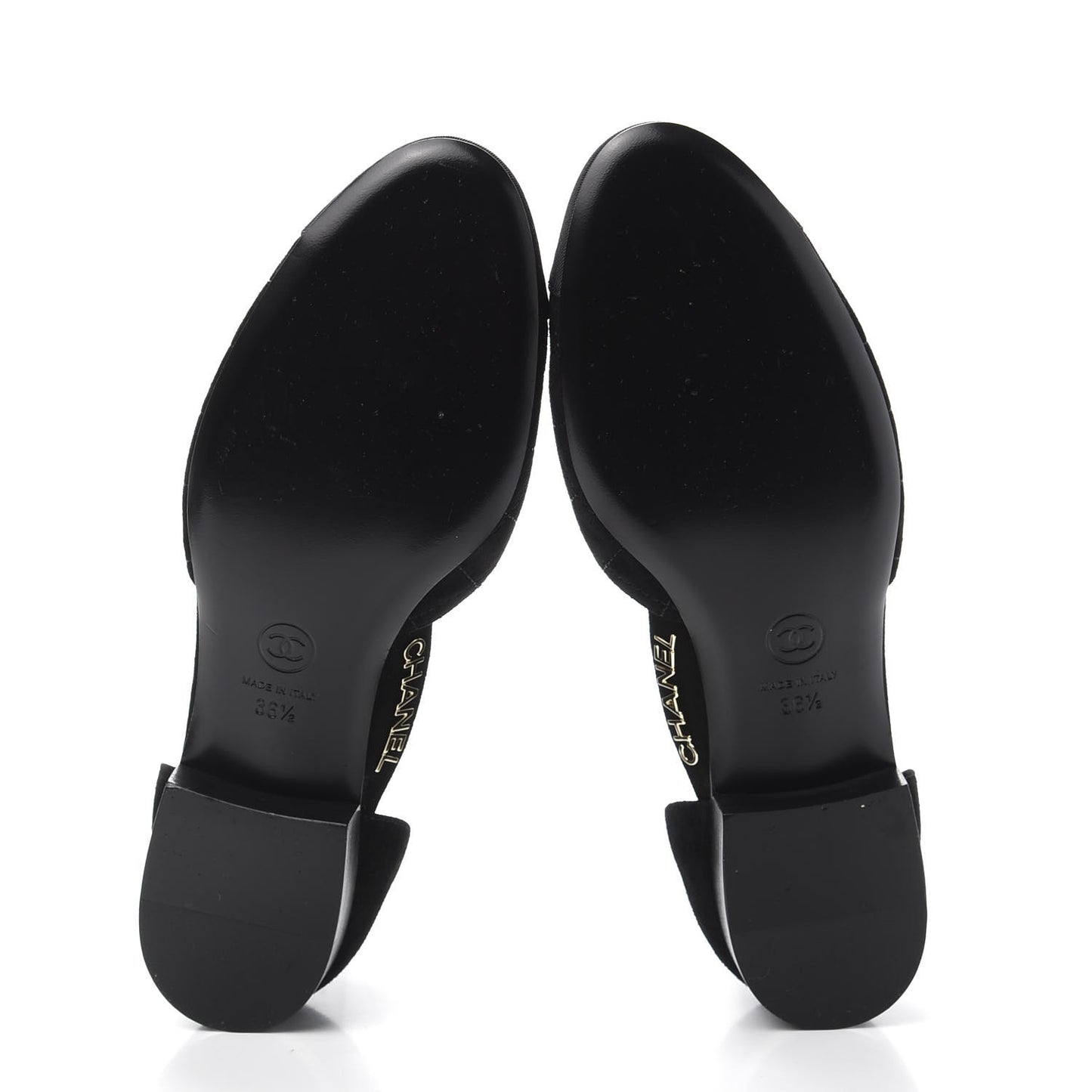 Suede Grosgrain CC Cap Toe Ankle Flat 36.5 Black