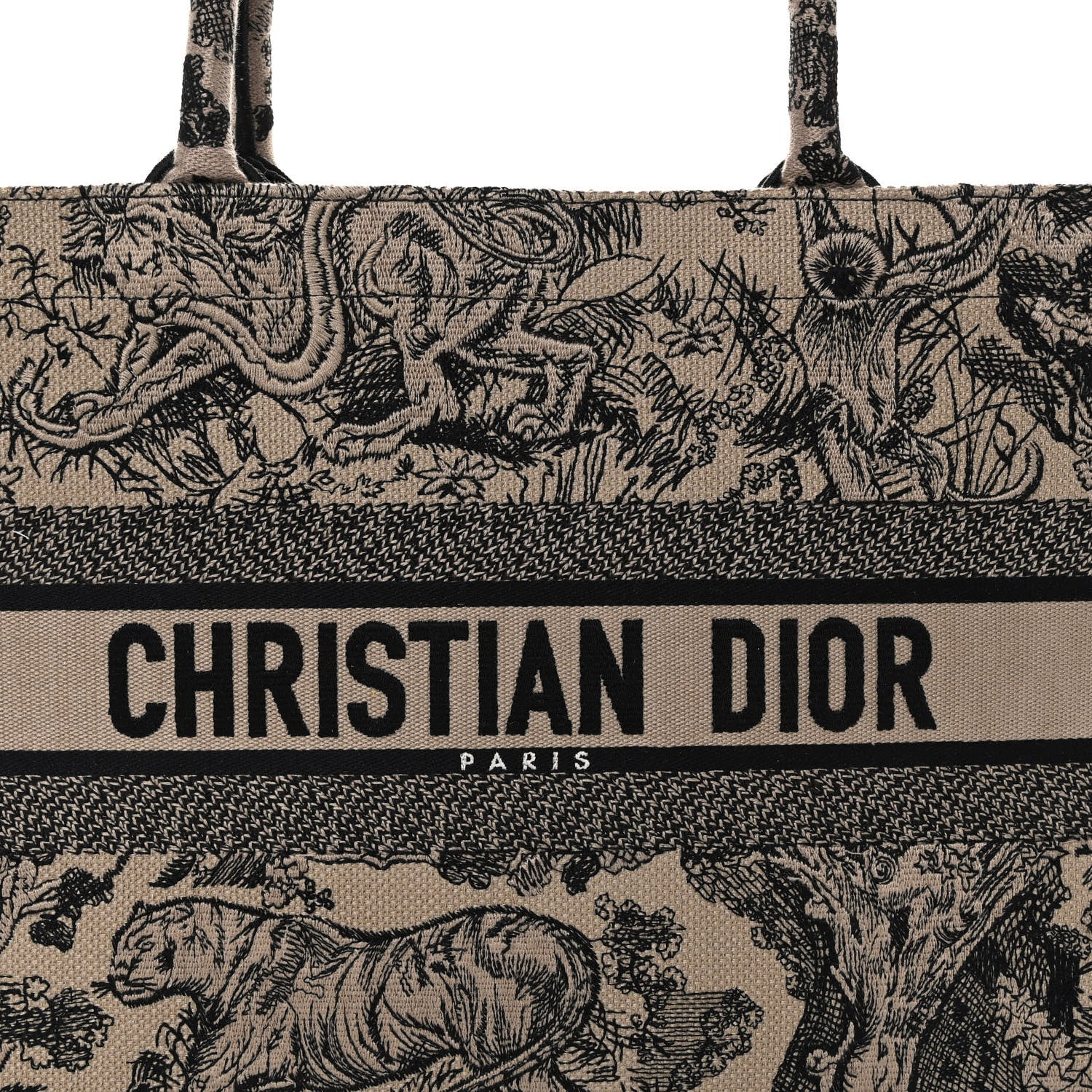 Christian Dior Canvas Embroidered Medium Dioriviera Toile De Jouy Book Tote Black 7 of 9