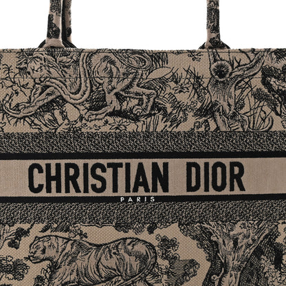 Christian Dior Canvas Embroidered Medium Dioriviera Toile De Jouy Book Tote Black 7 of 9