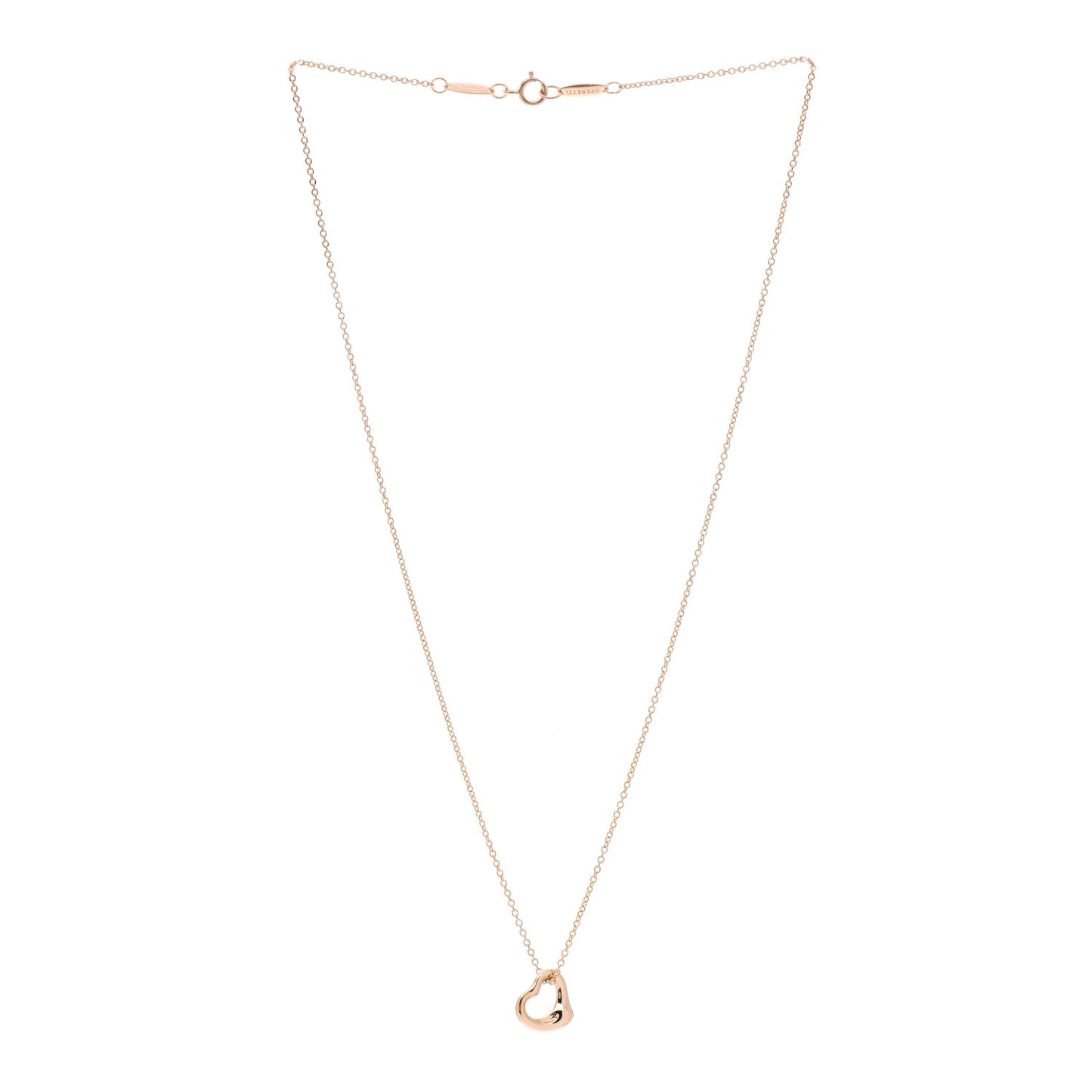 18K Rose Gold 11mm Elsa Peretti Open Heart Pendant Necklace