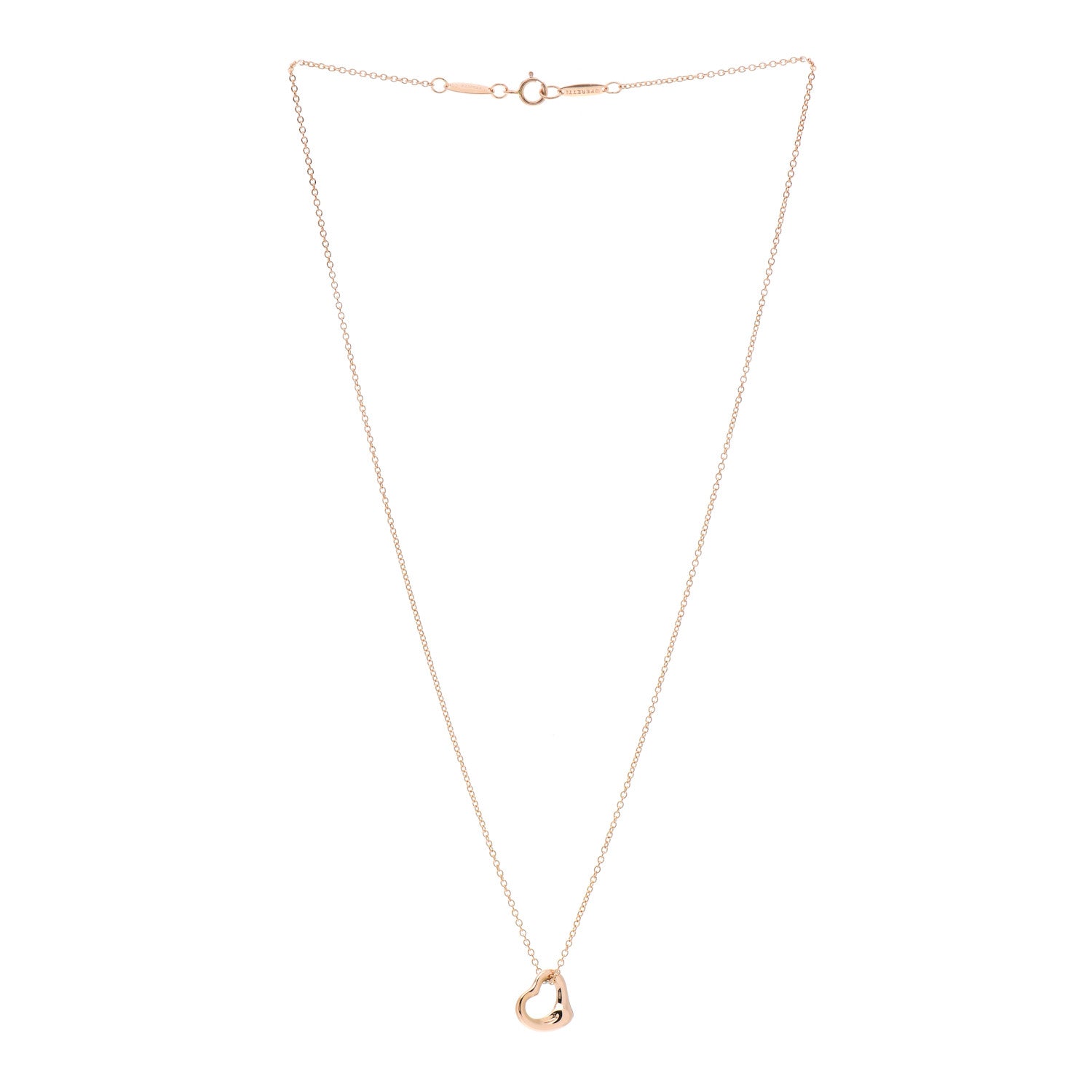 Tiffany 18K Rose Gold 11mm Elsa Peretti Open Heart Pendant Necklace 2 of 3