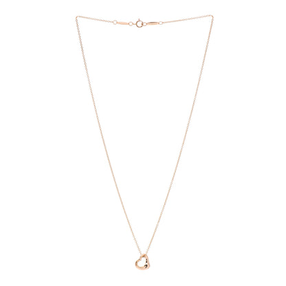 Tiffany 18K Rose Gold 11mm Elsa Peretti Open Heart Pendant Necklace 2 of 3