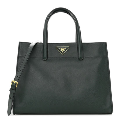 Prada Saffiano Soft Triple Pocket Tote Smeraldo 1 of 9