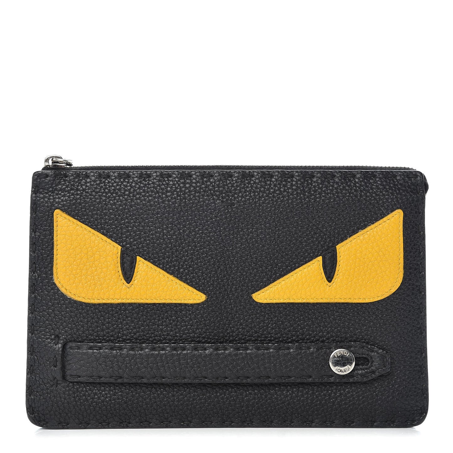 Cuoio Romano Selleria Monster Eyes Inlay Slim Clutch Black Sunflower