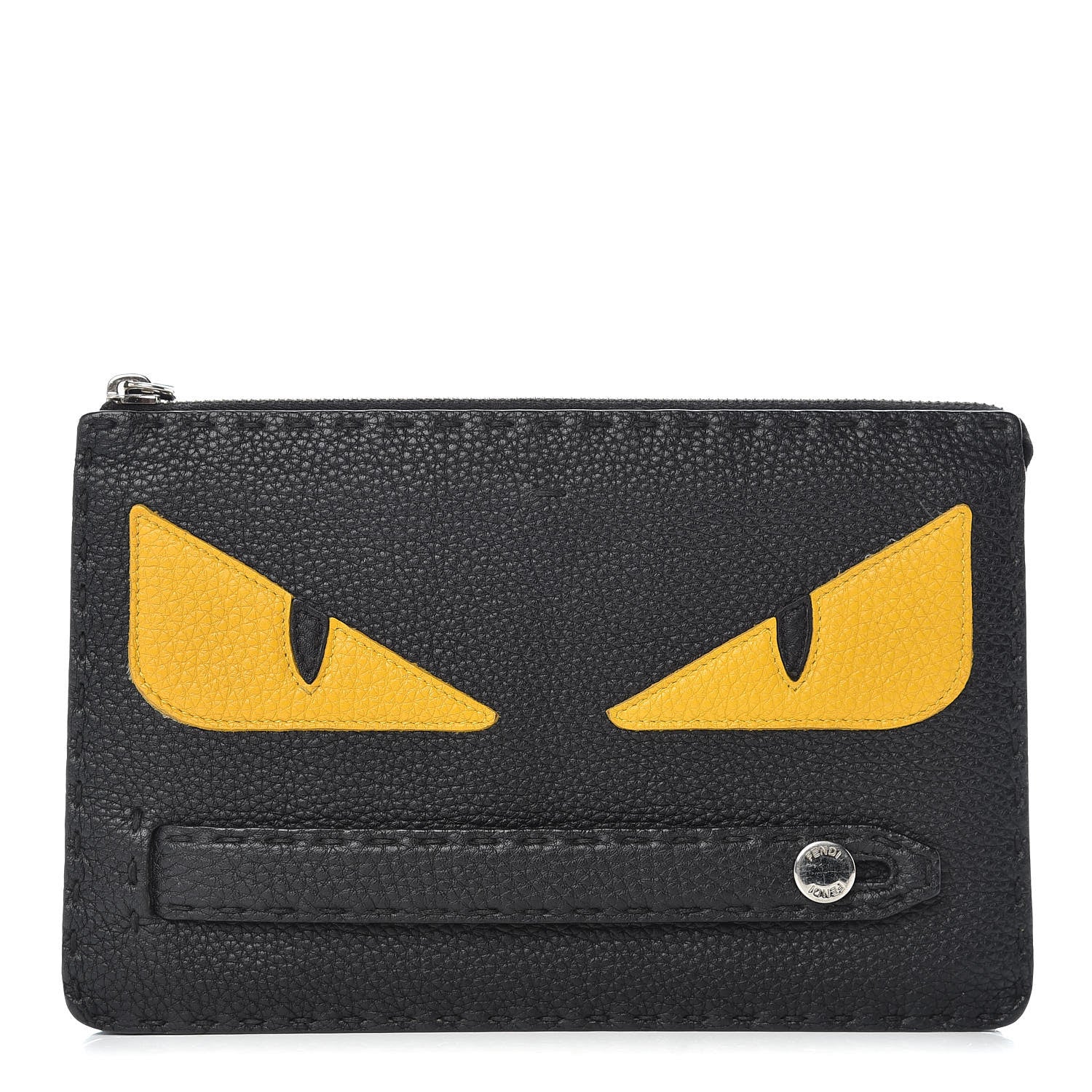 Fendi Cuoio Romano Selleria Monster Eyes Inlay Slim Clutch Black Sunflower 1 of 10