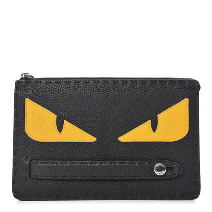 Fendi Cuoio Romano Selleria Monster Eyes Inlay Slim Clutch Black Sunflower 1 of 10