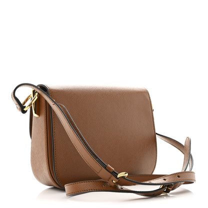 Prada Saffiano Lux Embleme Flap Shoulder Bag Cognac 3 of 12