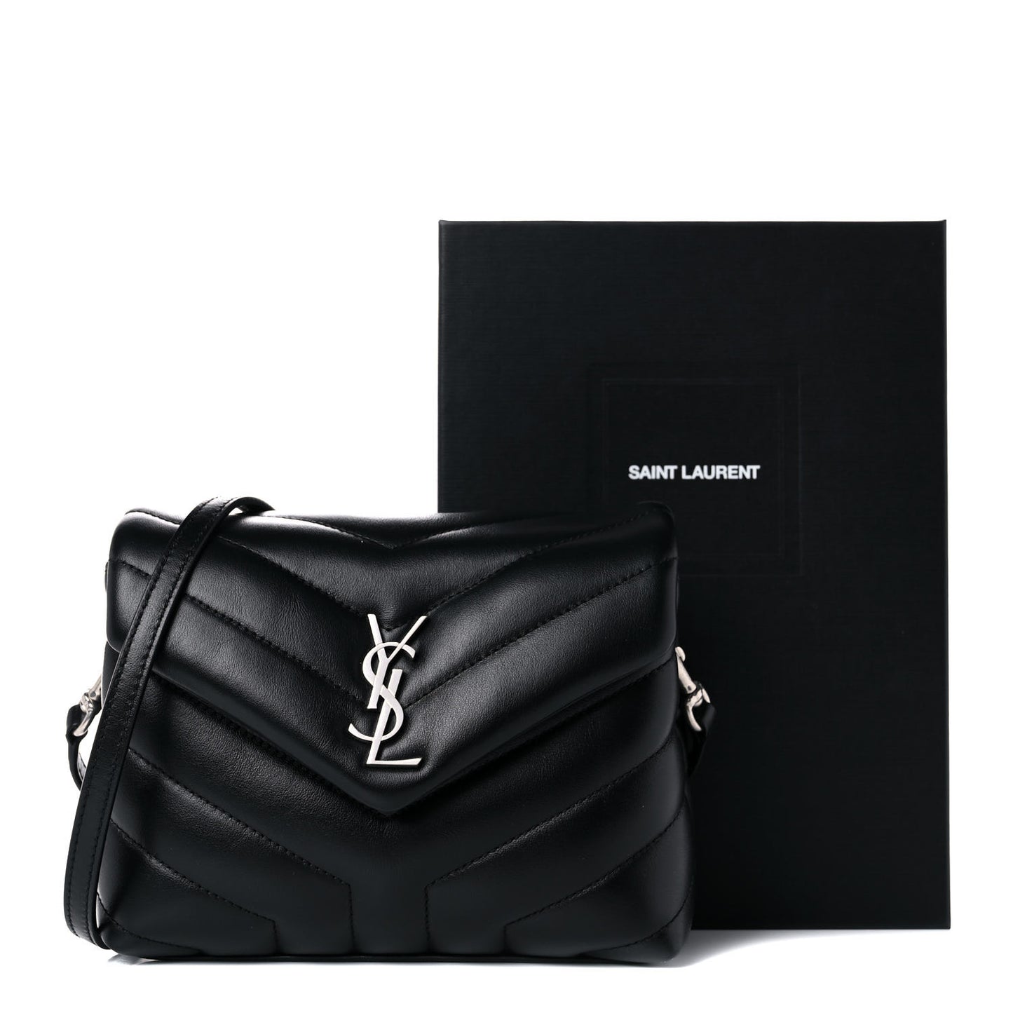 Calfskin Y Quilted Monogram Toy Loulou Crossbody Bag Black