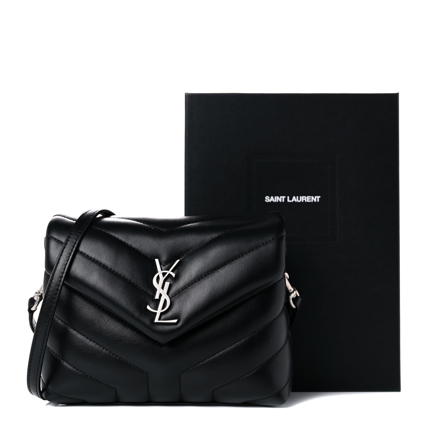 Saint Laurent Calfskin Y Quilted Monogram Toy Loulou Crossbody Bag Black 13 of 13