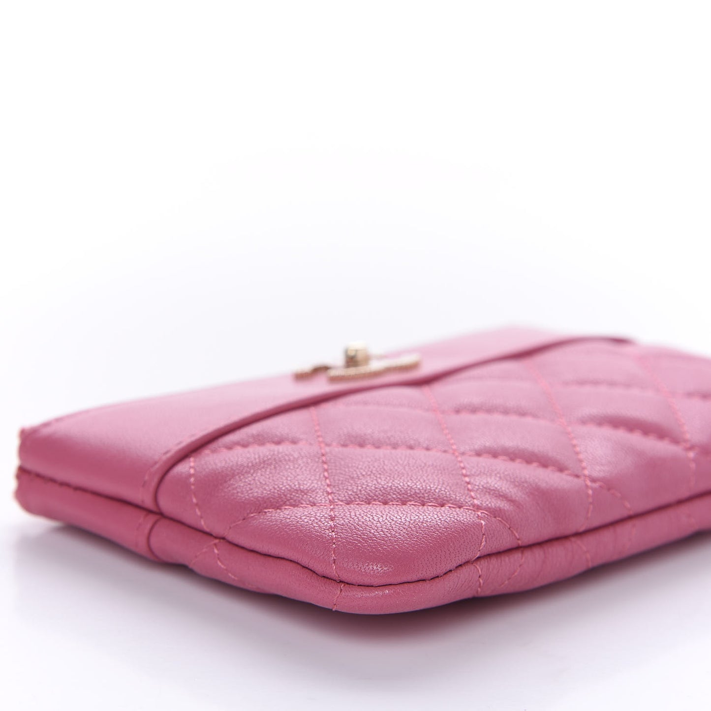 Sheepskin Quilted Small Vintage Mademoiselle Cosmetic Case Dark Pink