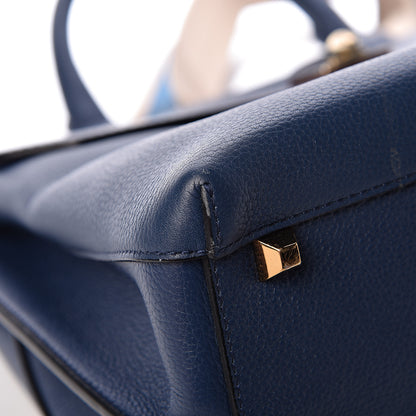 MCM Grained Calfskin Large Milla Convertible Backpack Navy 9 of 13