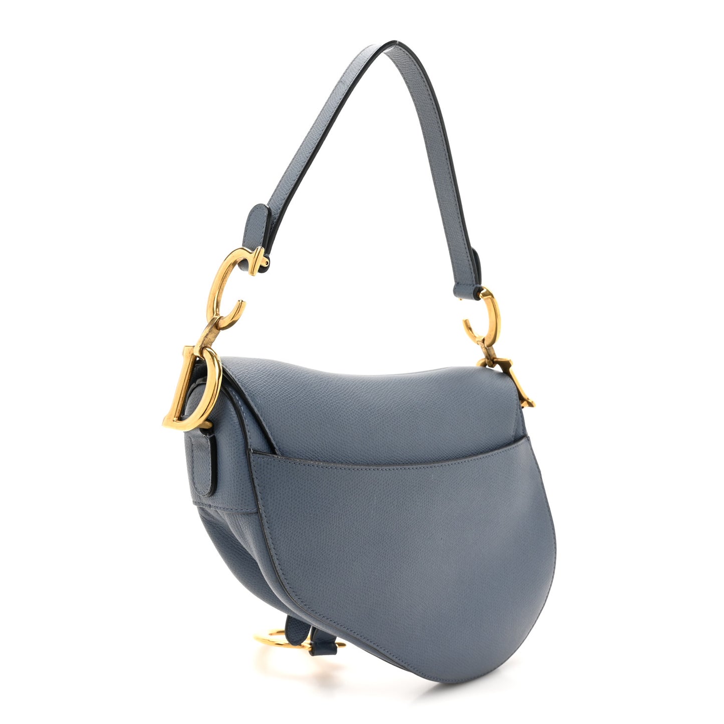 Grained Calfskin Saddle Bag Denim Blue