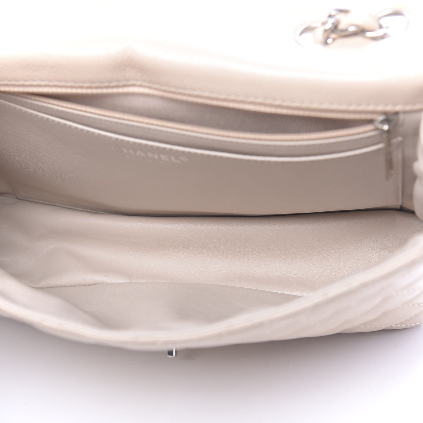 Caviar Quilted Jumbo Single Flap Beige Clair