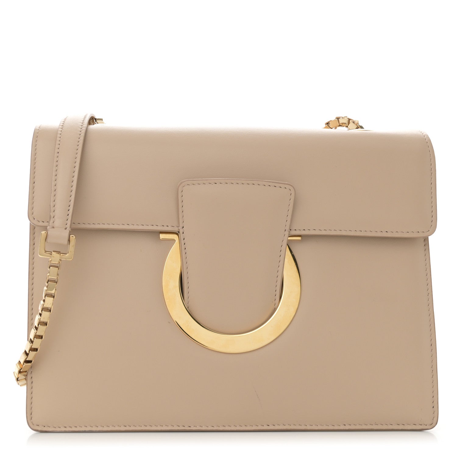 Salvatore Ferragamo Calfskin Thalia Flap Shoulder Bag Macadamia 1 of 14