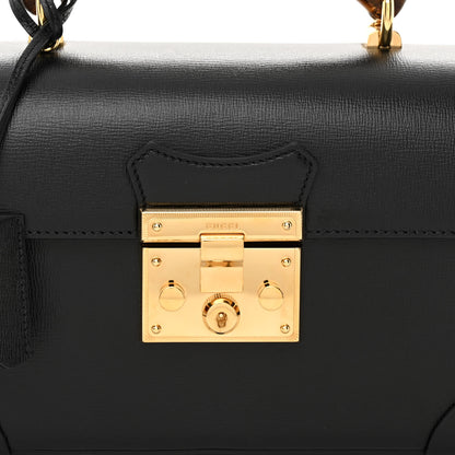 Gucci Calfskin Small Padlock Bamboo Shoulder Bag Black 8 of 12