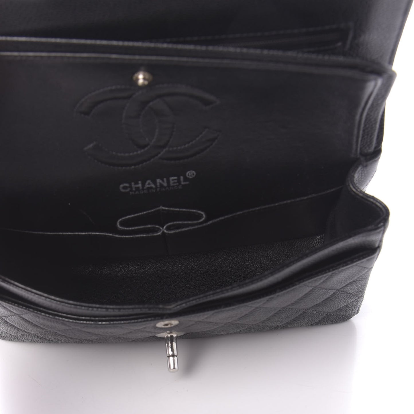 Caviar Quilted Small Double Flap Black