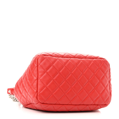 Chanel Lambskin Quilted Small CC Chain Drawstring Bucket Bag Red 4 of 12