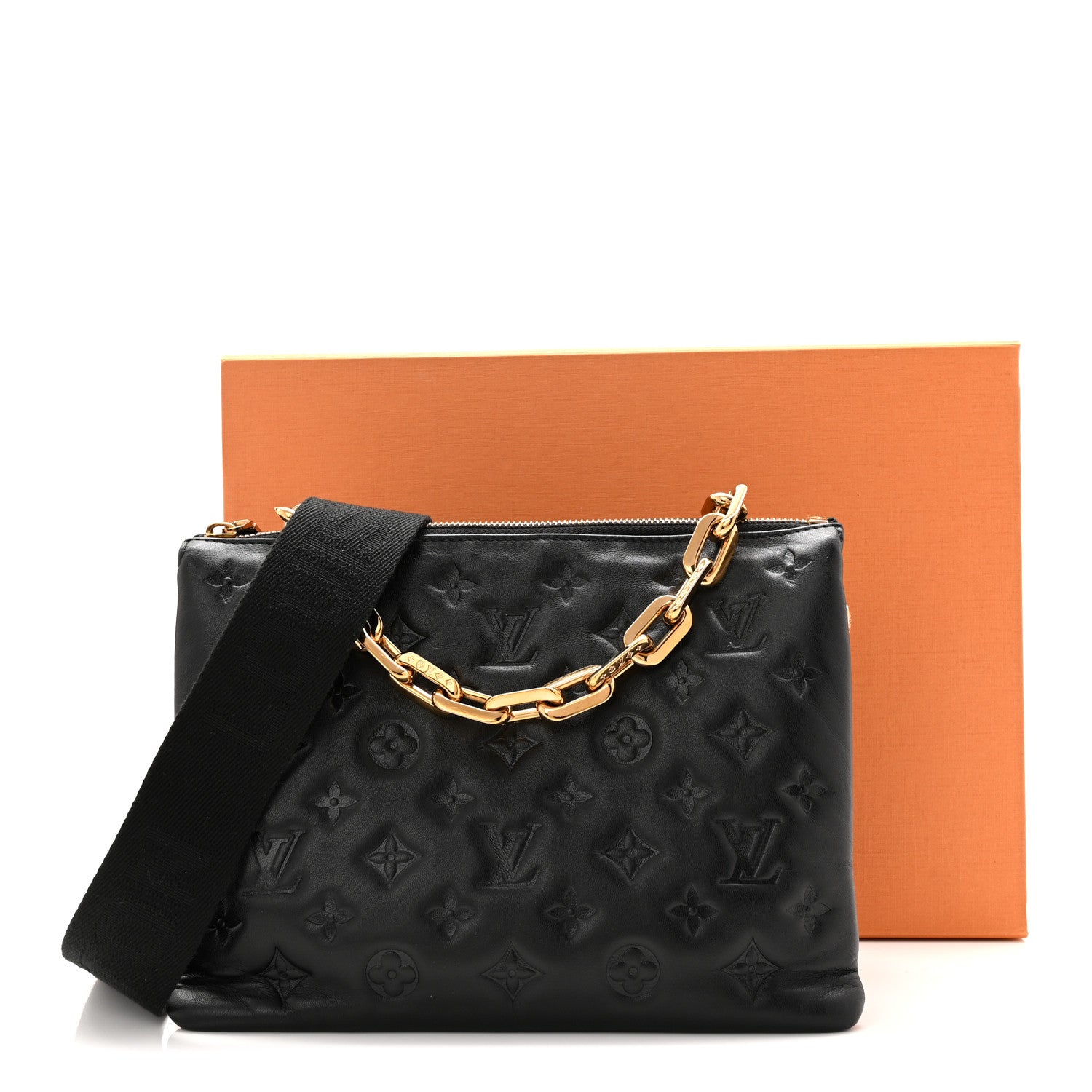 Louis Vuitton Lambskin Embossed Monogram Coussin PM Black 11 of 11