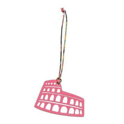 Hermes Togo Epsom Petit H Colosseo Bag Charm Colvert Rose Tyrien 1 of 3