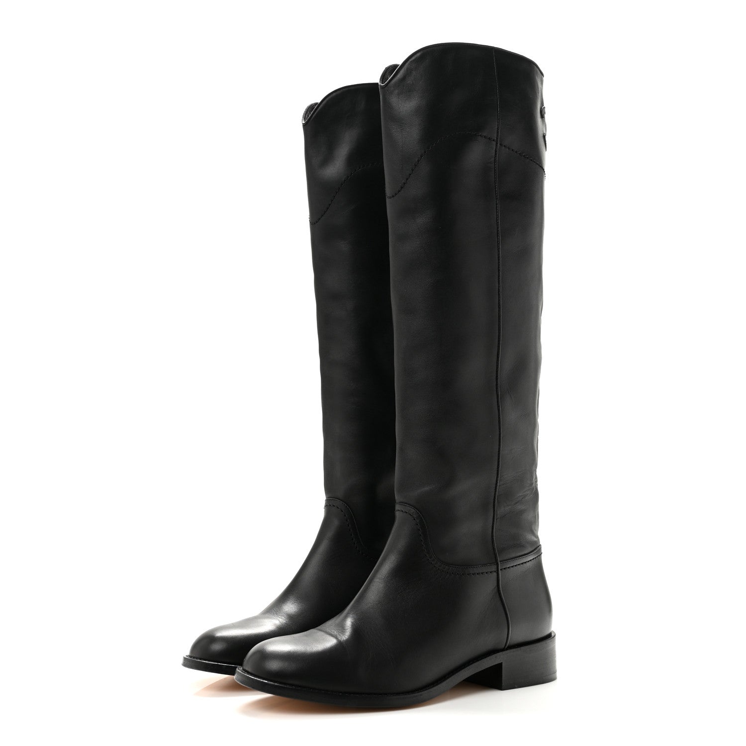 Chanel Calfskin Ascot Riding Boots 39.5 Black 4 of 9