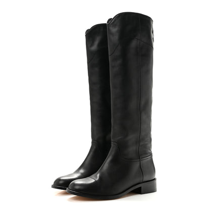 Chanel Calfskin Ascot Riding Boots 39.5 Black 4 of 9
