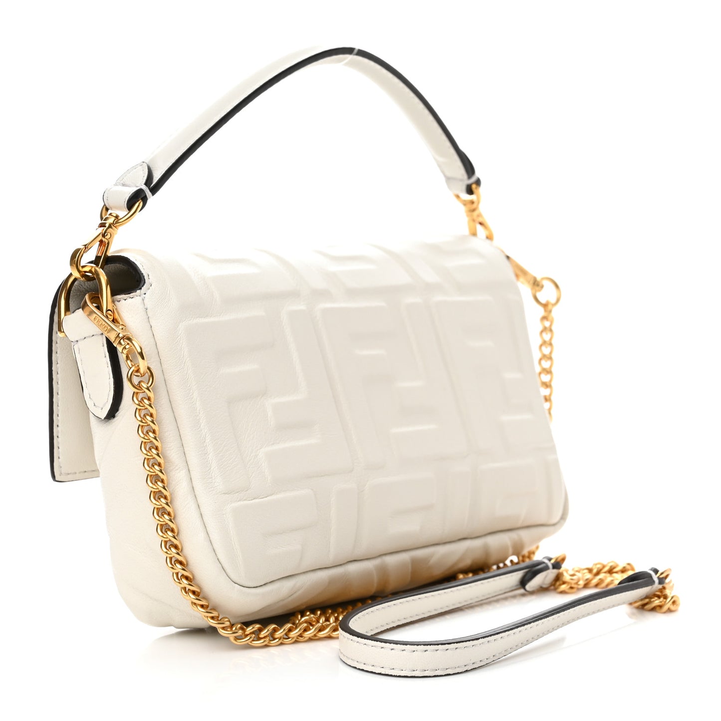 Nappa FF 1974 Embossed Mini Baguette White