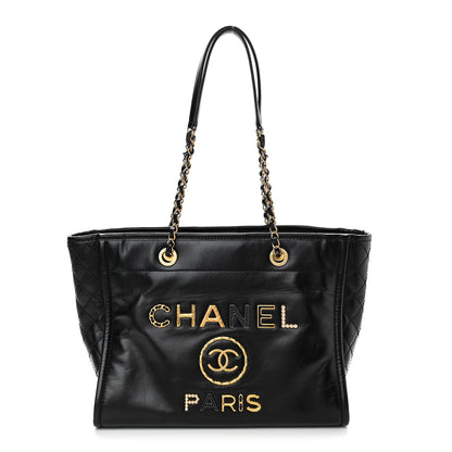 Chanel Aged Calfskin Small Charms Deauville Tote Black 1 of 12