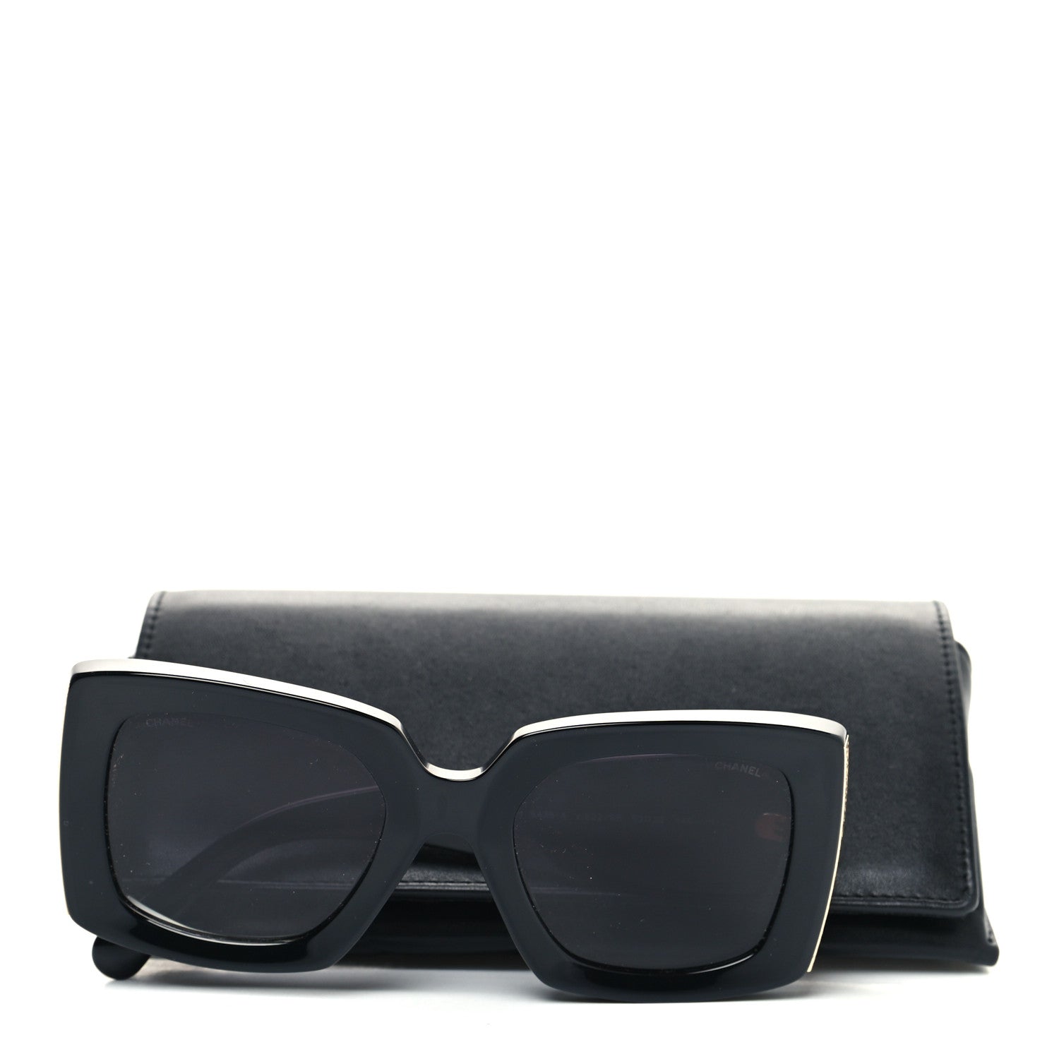 Chanel Acetate Rectangle Sunglasses 5435-A Black 8 of 8