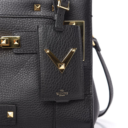 Valentino Garavani Grained Calfskin Twist Lock My Rockstud Shoulder Bag Black 9 of 9
