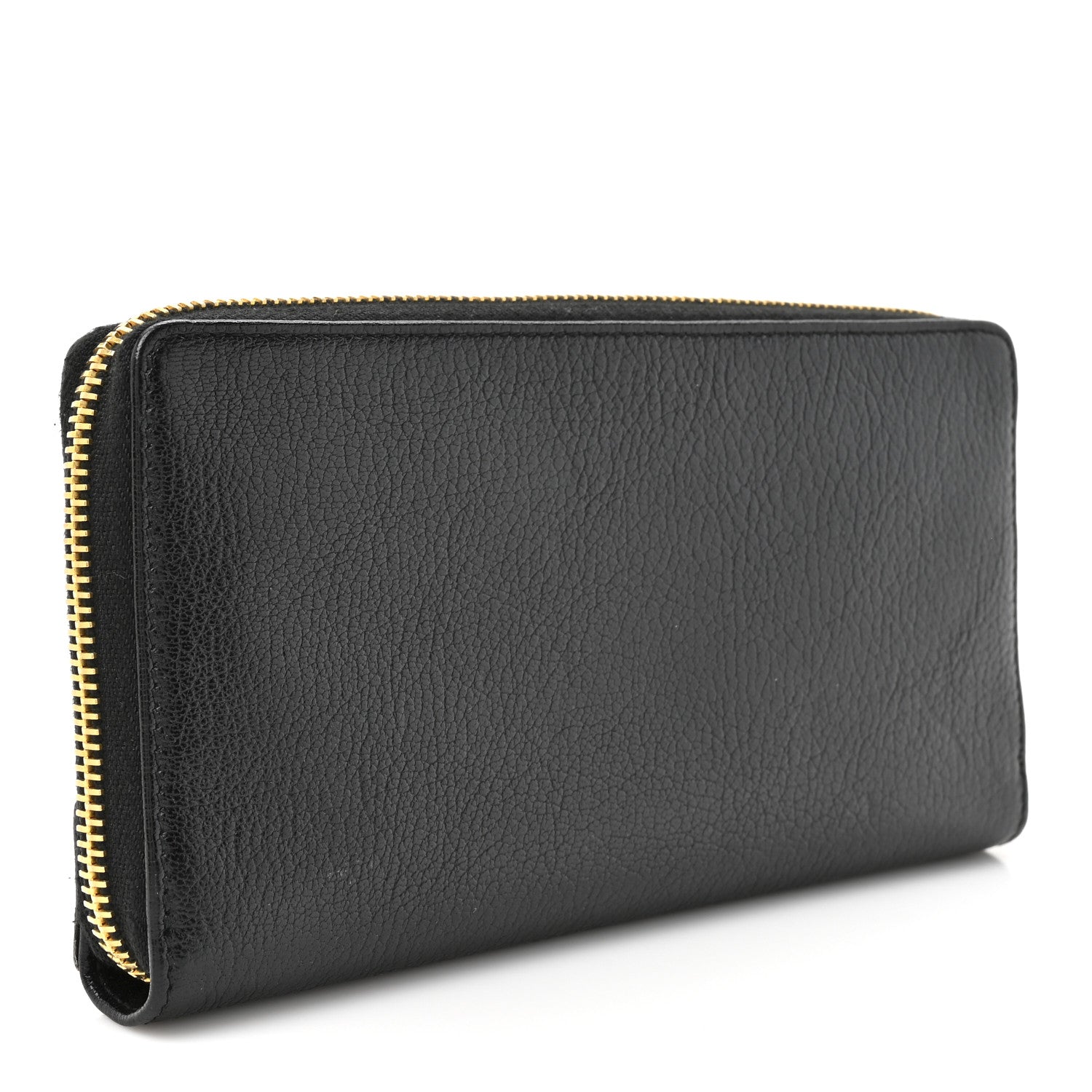 Balenciaga Chevre Gold Metallic Edge Hardware Continental Zip Around Wallet Black 3 of 12