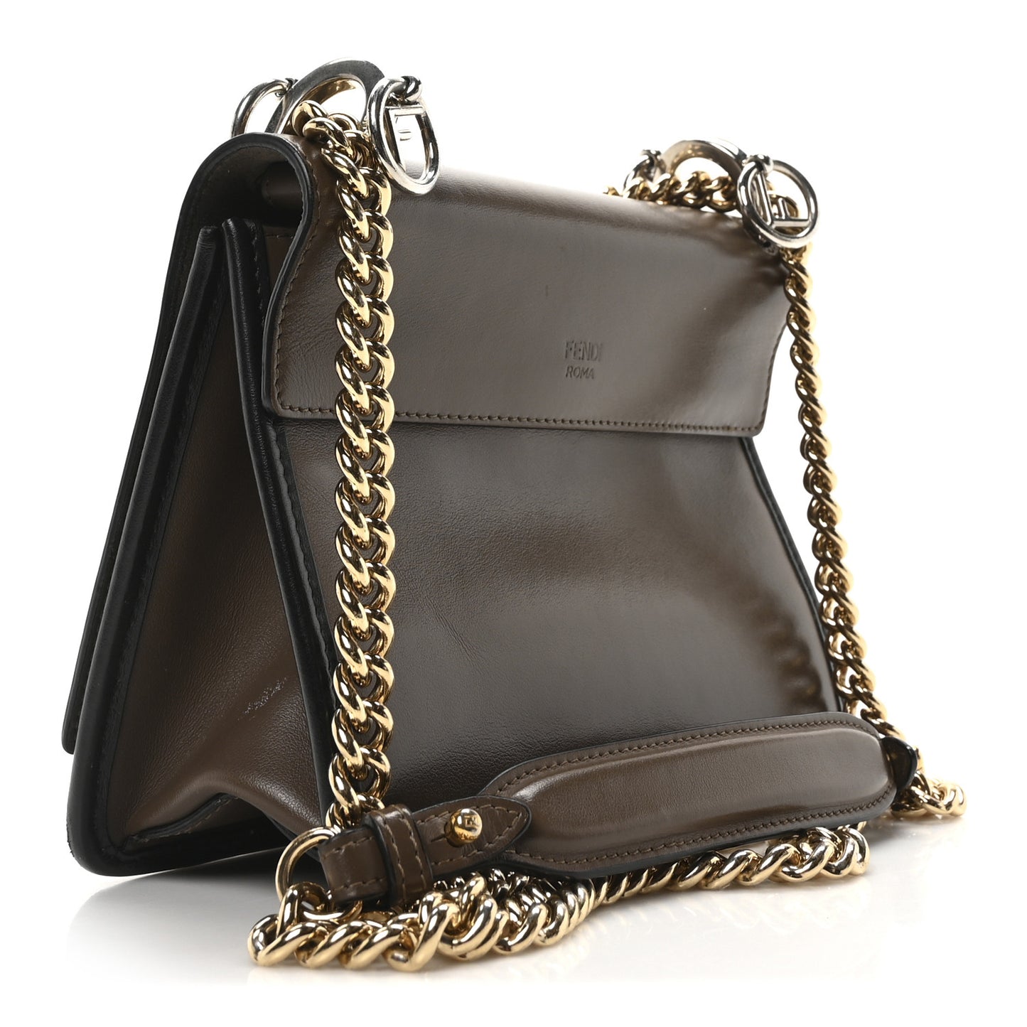 Vitello Century F is Fendi Bi-Color FF 1974 Embossed Small Kan I Shoulder Bag Maya Black