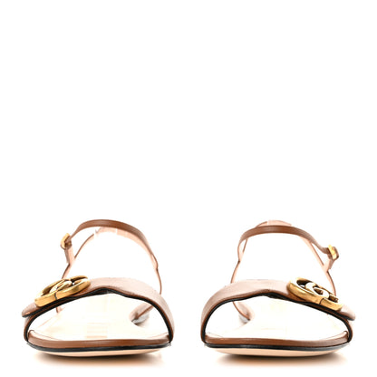 Gucci Lifford Calfskin GG Marmont Ankle Wrap Flat Sandals 41 Cognac 3 of 9