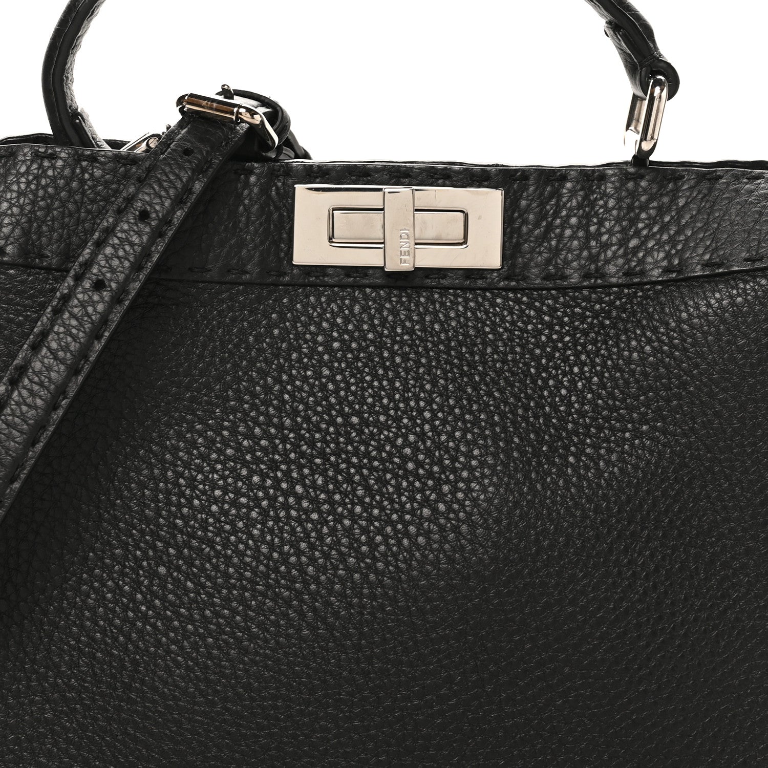 Fendi Cuoio Romano Selleria Chamois Medium Peekaboo I SEE U Satchel Black Camel Sunflower 8 of 10