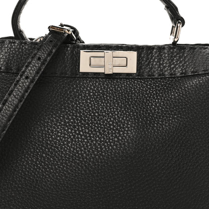 Fendi Cuoio Romano Selleria Chamois Medium Peekaboo I SEE U Satchel Black Camel Sunflower 8 of 10