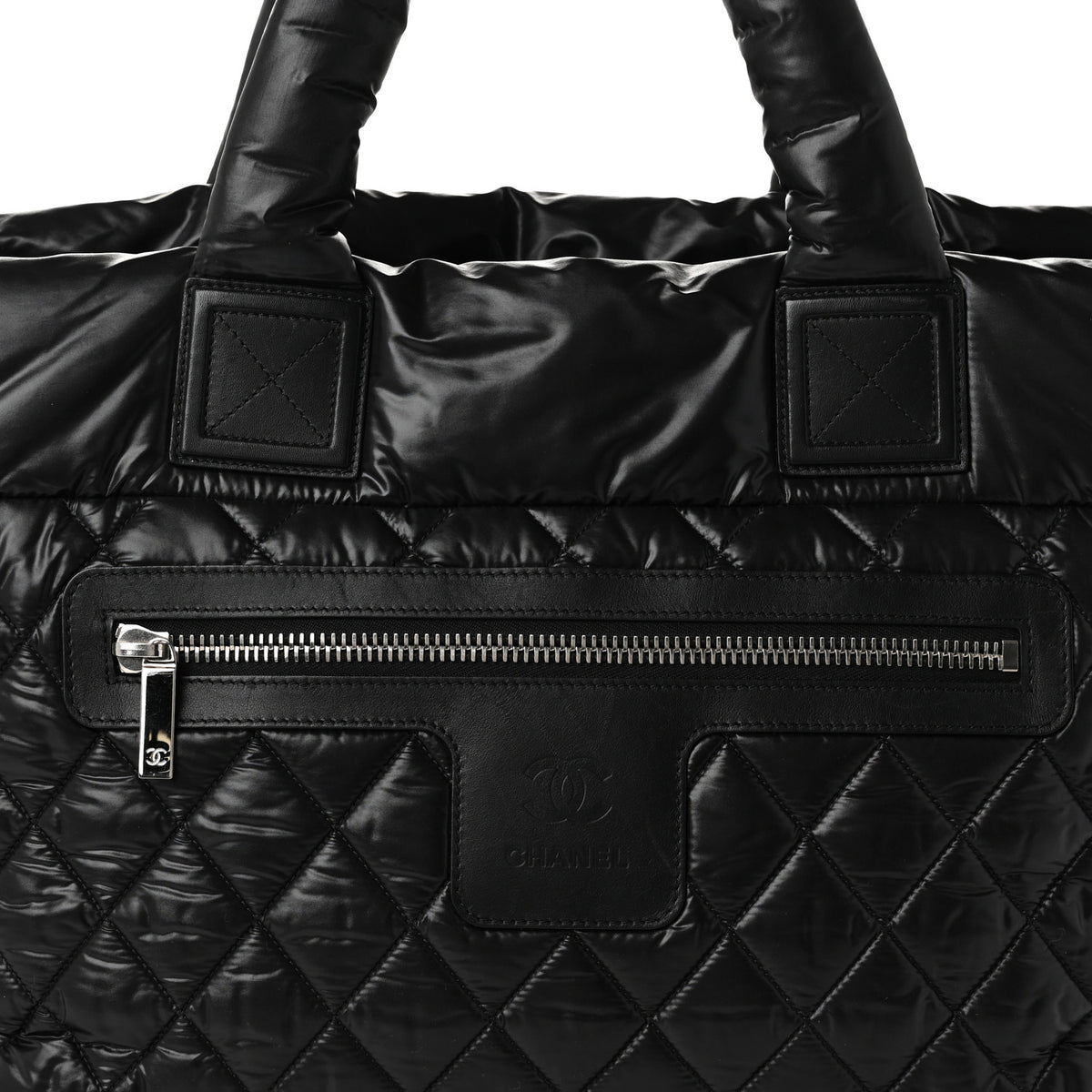 Nylon Quilted Large Coco Cocoon Tote Black