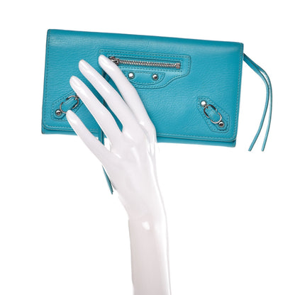 Balenciaga Supple Calfskin Papier Platre Money Wallet Bleu Caraibes 2 of 17