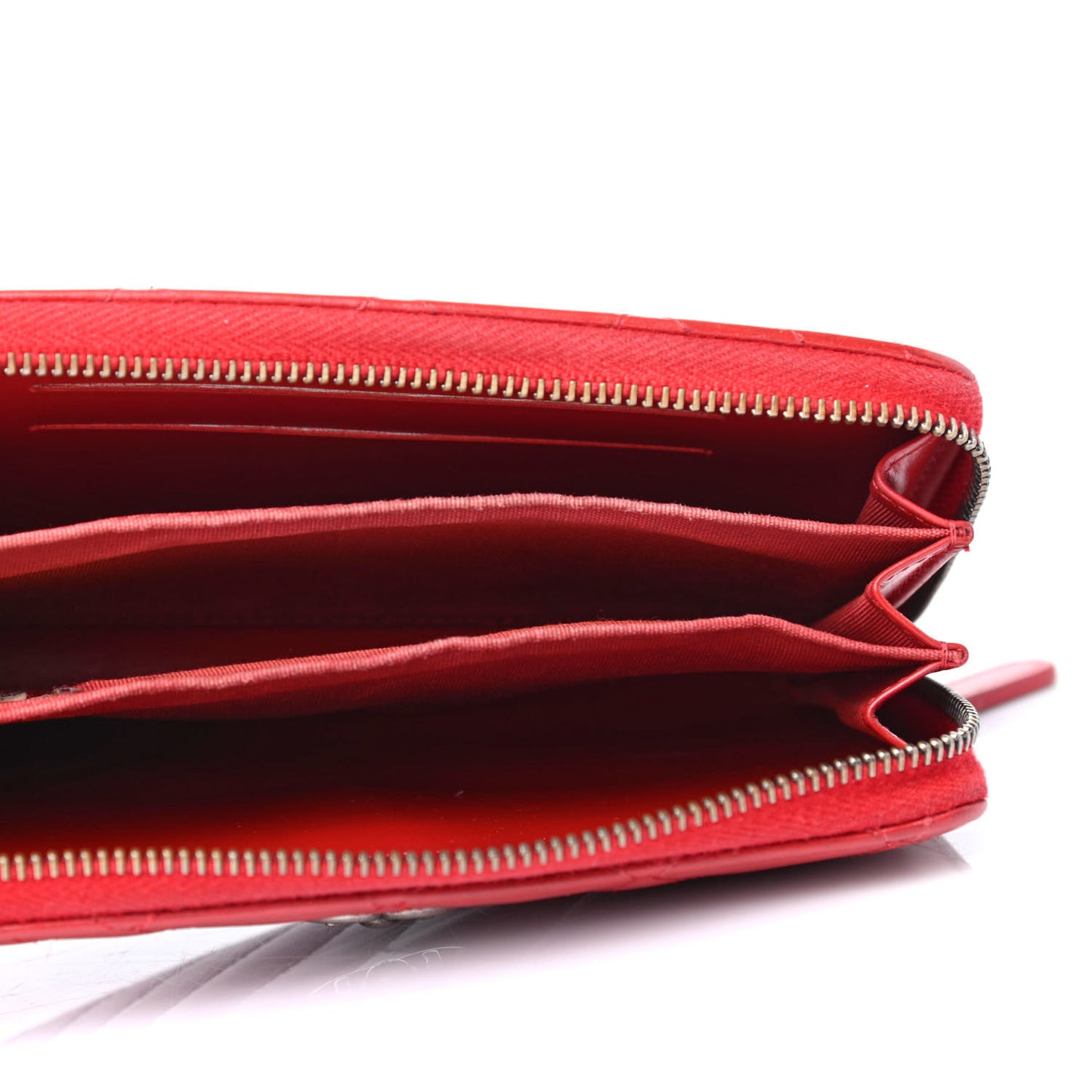 Glazed Calfskin Quilted Small Coco Boy Zip Around Wallet Red