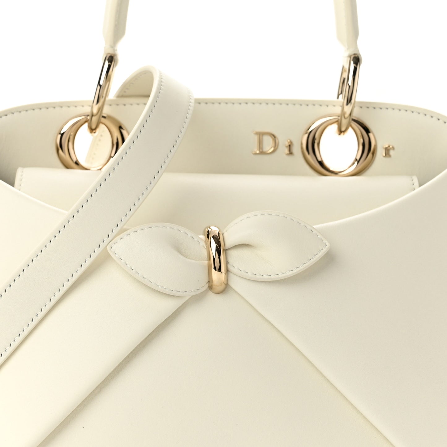 Shiny Smooth Calfskin Small Cigale Bag Latte