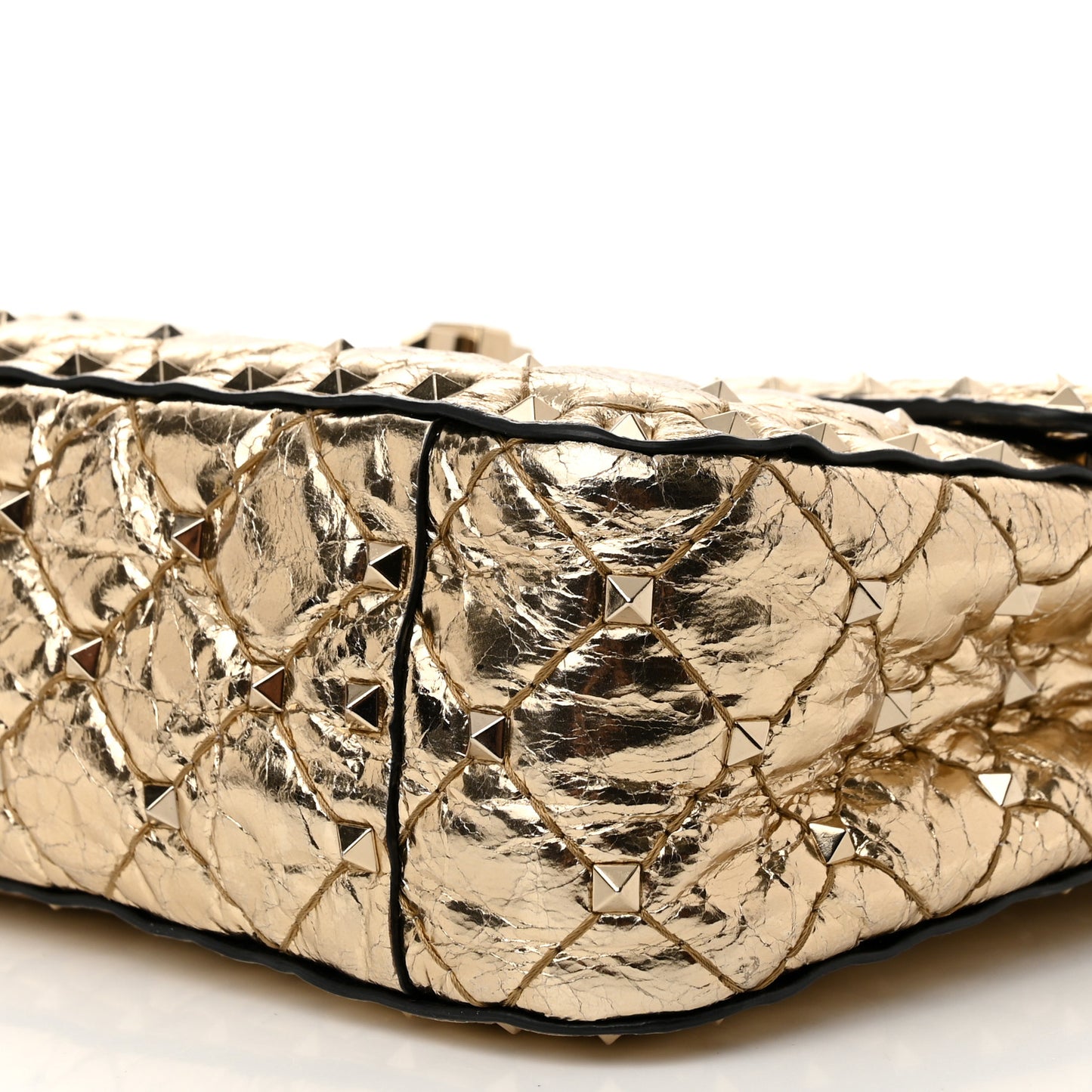 Metallic Wrinkled Lambskin Medium Rockstud Spike Shoulder Bag Mekong