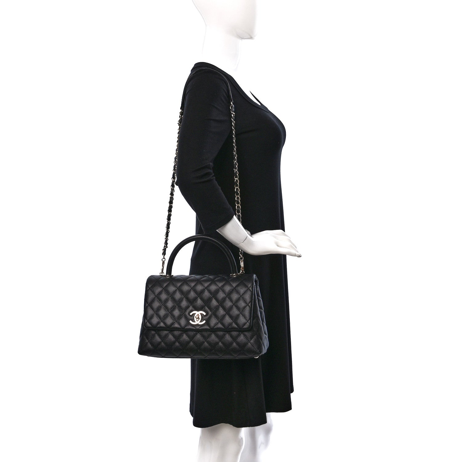 Chanel Caviar Quilted Small Coco Handle Flap Black 2 of 8
