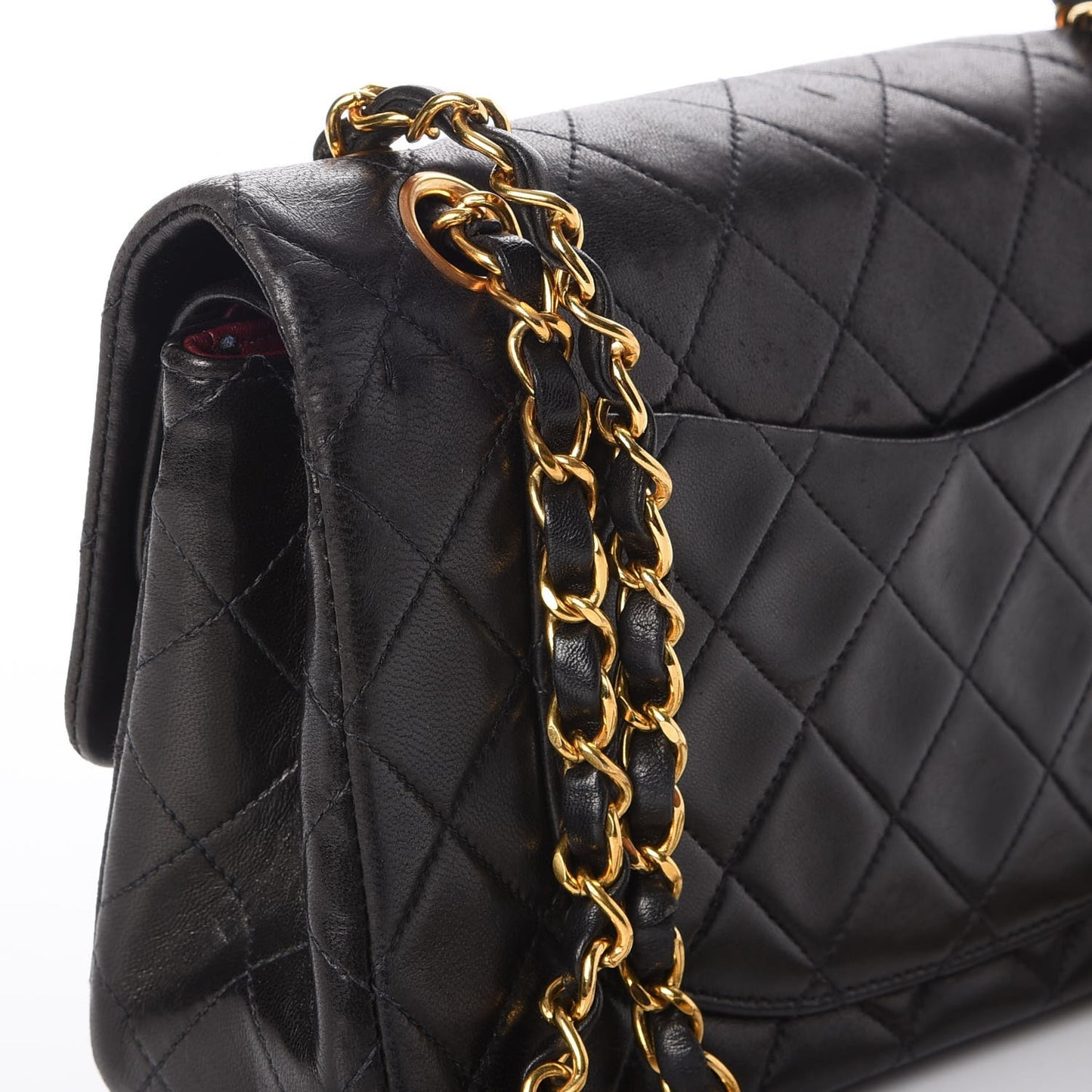 Lambskin Quilted Small Double Flap Black