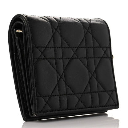 Christian Dior Lambskin Cannage Mini Lady Dior Wallet Black 3 of 9