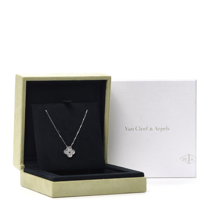 Van Cleef & Arpels 18K White Gold Diamond Vintage Alhambra Pendant Necklace 8 of 8