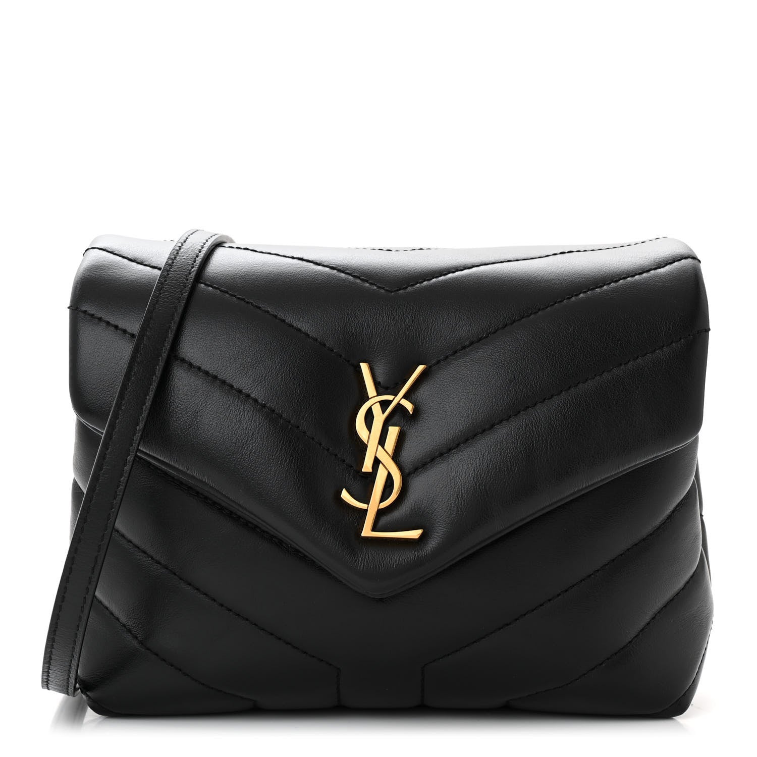Saint Laurent Calfskin Y Quilted Monogram Toy Loulou Crossbody Bag Black 1 of 10