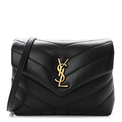 Saint Laurent Calfskin Y Quilted Monogram Toy Loulou Crossbody Bag Black 1 of 10