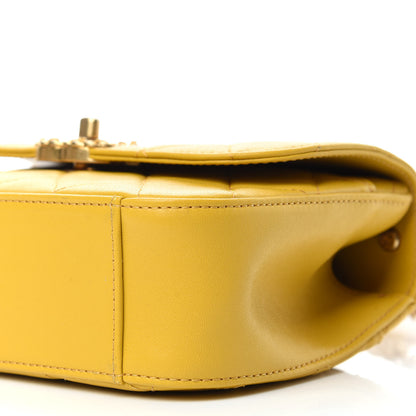Chanel Lambskin Quilted Small Chain Infinity Top Handle Flap Yellow 10 of 15