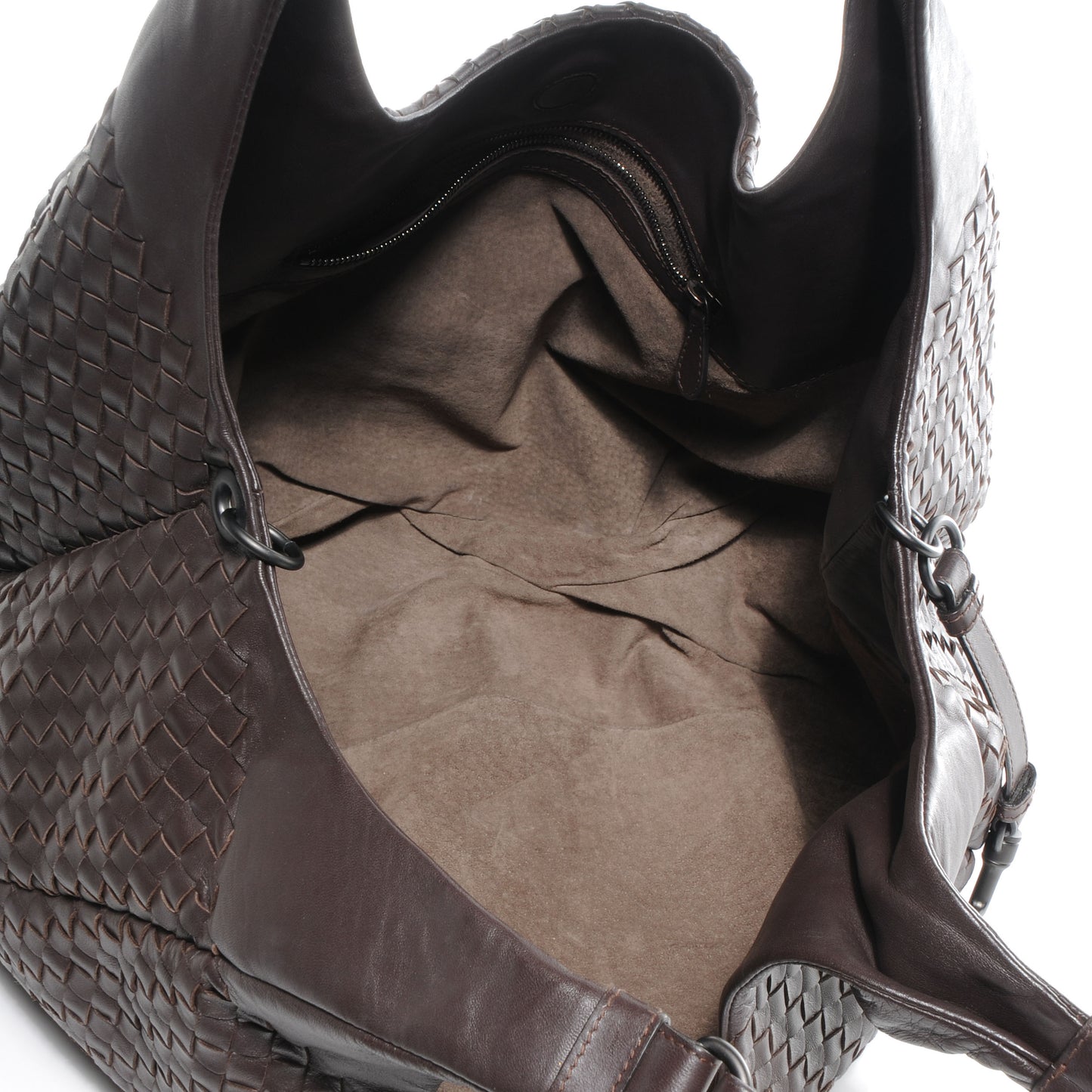 Nappa Intrecciato Large Campana Hobo Ebano
